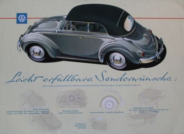 Volkswagen Beetle Convertible Modelprogram 1958 Reuters-Drawings Carbrochure (6283)