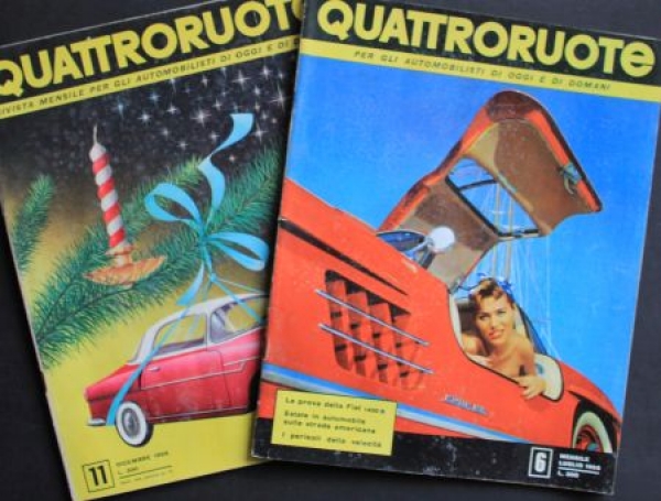 "Quattroruote" Automobil-Magazin Italien 1956 zwei Ausgaben (2714)