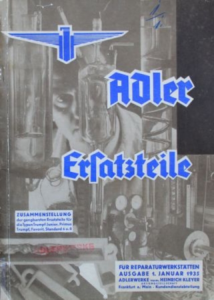 Adler Trumpf Diplomat Standard 1935 Sparepart-List (2729)
