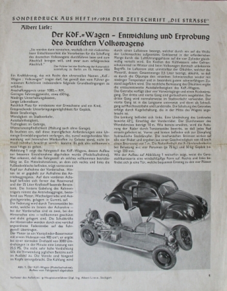 Volkswagen KdF Modelprogram 1938 "Entwicklung und Erprobung" Carbrochure (4833)