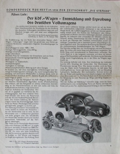 Volkswagen KdF-Wagen Modellprogramm 1938 "Entwicklung und Erprobung" Automobilprospekt (4833)