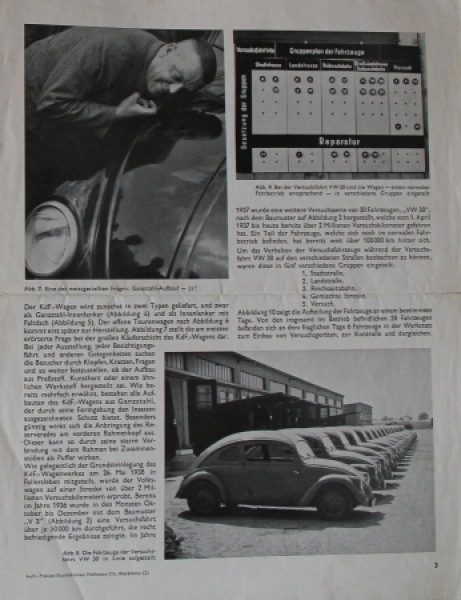 Volkswagen KdF Modelprogram 1938 "Entwicklung und Erprobung" Carbrochure (4833)