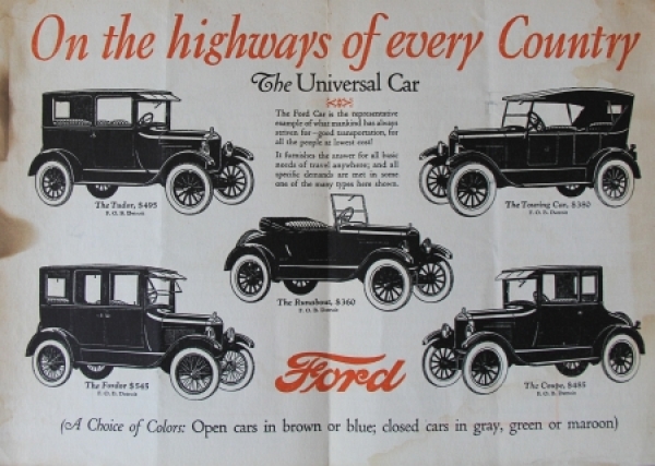 Ford  T Modelprogram 1925 "Evolution of Transportation" Carbrochure (4860)