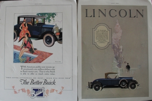 Lincoln Convertible - Buick Sedan 1926 two Advertisingposter (4892)