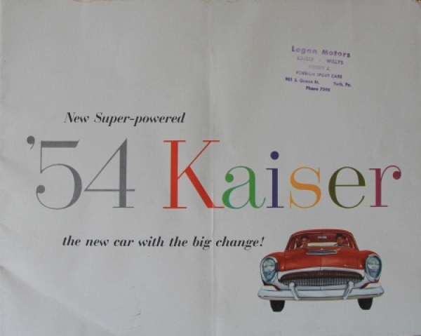 Kaiser Manhattan Modelprogram 1954 "New Super-powered" Carbrochure (4904)
