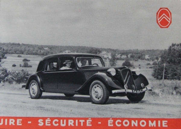 Citroen 15 CV Traction Avant Sechszylinder Modellprogramm 1949 Automobilprospekt (4910)