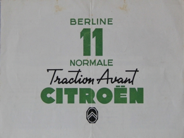 Citroen 11 CV Traction Avant Berline Normale Modelprogram 1952 Carbrochure (4916)