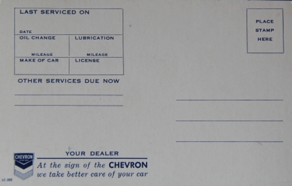 Chevron Gasstation Postcard with Plymouth Fury 1959 (4932)