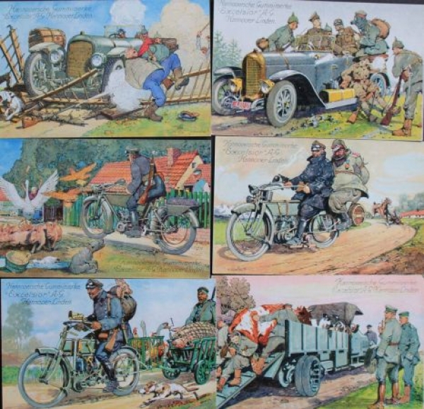 Excelsior Gummiwerke 1914 Postkarten-Mappe mit 16 Originalpostkarten (3028)