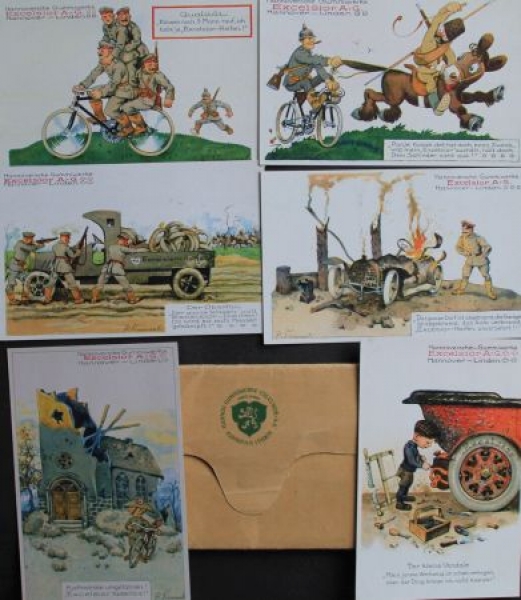 Excelsior Gummiwerke 1914 Postcard-Map with 16 original postcards (3028)