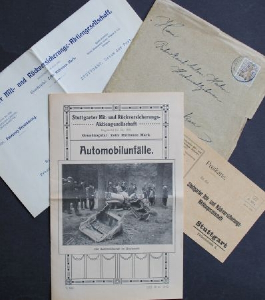 Stuttgarter Versicherungs Gesellschaft "Automobilunfaelle" 1909 Insurancebrochure (3026)