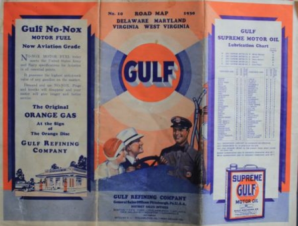 Gulf Motoroil Road-Map 1930 for Virginia, Maryland (3024)
