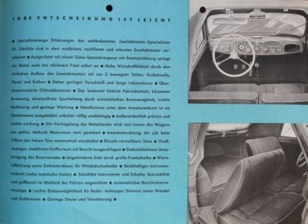 Gutbrod Superior Modellprogramm 1952 Automobilprospekt (3049)