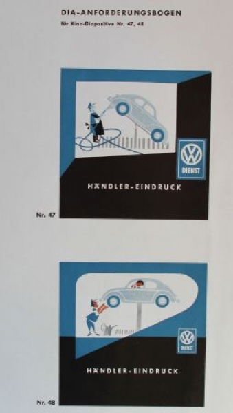 Volkswagen Advertisingsheeds 1954 "Anforderungsbogen für Kino-Diapositive" (3040)