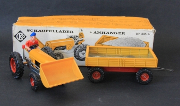 CKO Kellermann Tractor loader with trailer 1970 tinmodel in original box (5006)