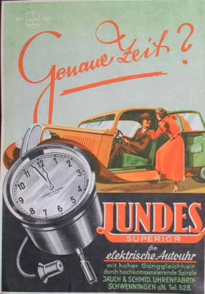 Jundes Carwatches Program "Genaue Zeit?" 1936 Partbrochure (6380)