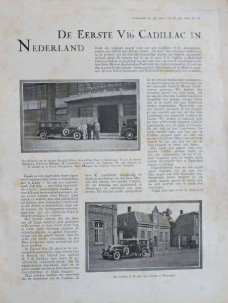 Cadillac V16 Modelprogram 1930 "De eerste V16 in Nederland" Carbrochure (3062)