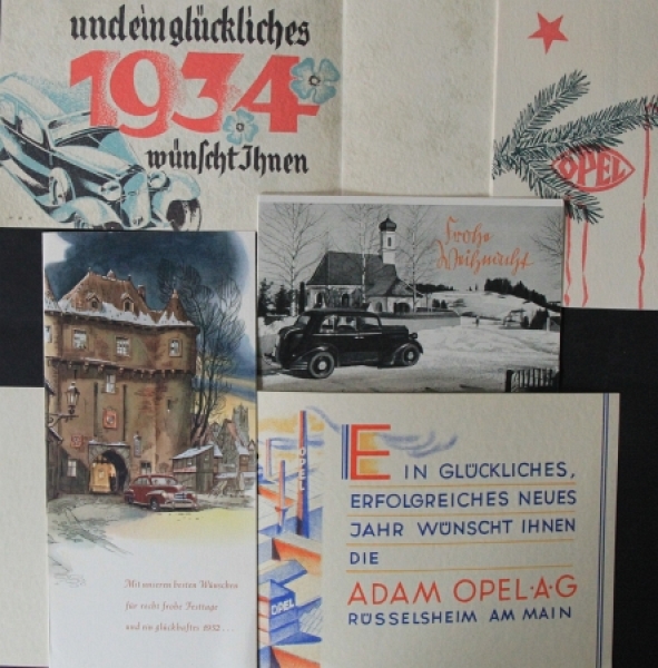 Opel eight Christmas-Greating-Cards 1931-1950 Car-Advertising (5069)
