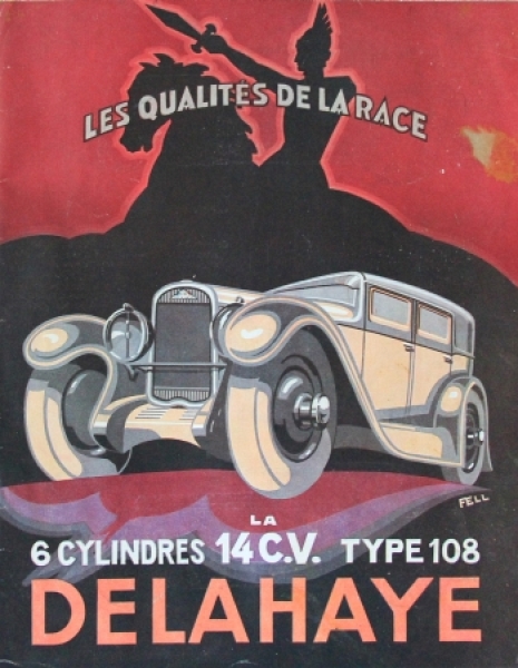 Delahaye Typ 108 14 C.V. Modelprogram 1933 Carbrochure (5098)