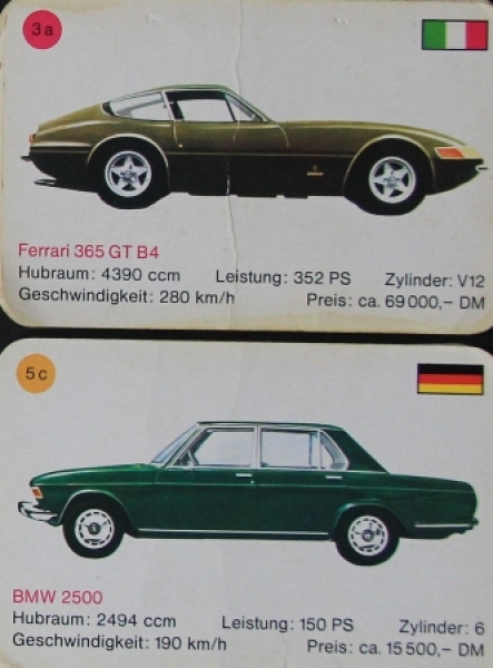 Schmid Spiele "Quiz + Trumpfspiel + Quartett - Auto Großbilder" 1971 Cardgame (5140)