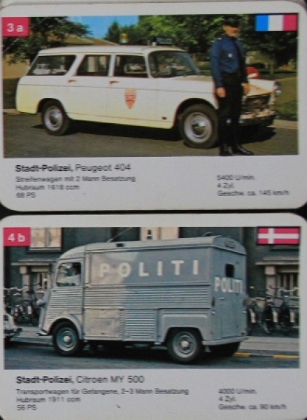 Schmid Spiele "Policecars" 1968 Cardgame (1153)