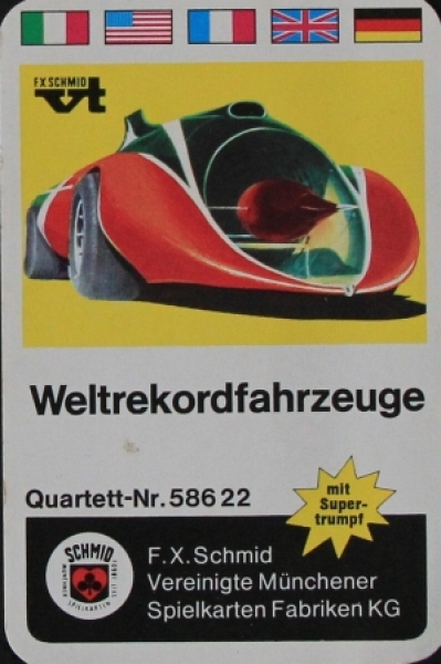 Schmid Spiele "Weltrekordfahrzeuge" 1968 Cardgame (5142)