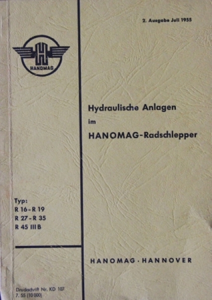 Hanomag R 16 - R 45 Tractor 1955 Ownermanual (5169)