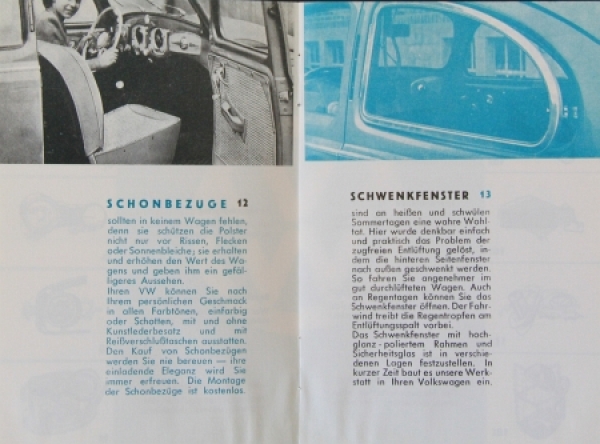 Volkswagen Beetle Modelprogram 1958 "Praktisches Zubehoer" Carbrochure (5241)