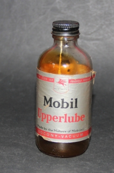 Mobiloil Oilbottel 1945 "Upperlube Socony-Oil" glas (5302)
