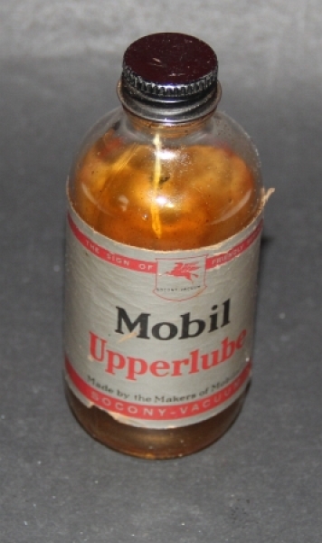 Mobiloil Oilbottel 1945 "Upperlube Socony-Oil" glas (5302)