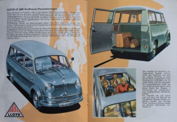 Lloyd LT 600 Transporter Modelprogram 1958 Carbrochure (5266)