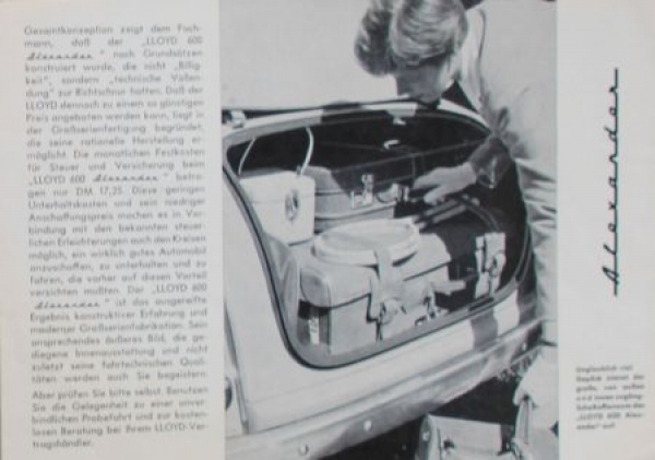 Lloyd Alexander 600 Modelprogram 1957 Carbrochure (8461)