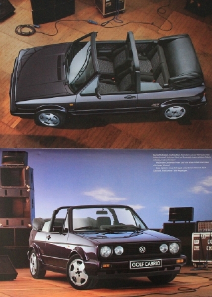 Volkswagen Rabbit Convertible Modelprogram 1991 "Die Golf Cabriolets" Carbrochure (5333)