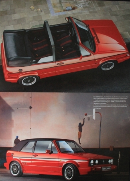 Volkswagen Rabbit Convertible Modelprogram 1991 "Die Golf Cabriolets" Carbrochure (5333)