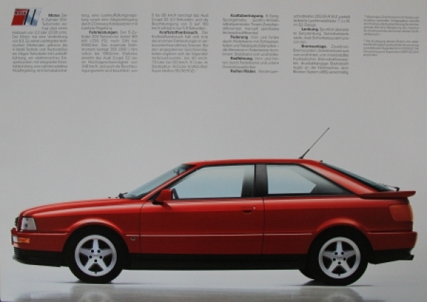Audi Modellprogramm 1990 "Das Audi Coupe S2" Carbrochure-Map (5363)