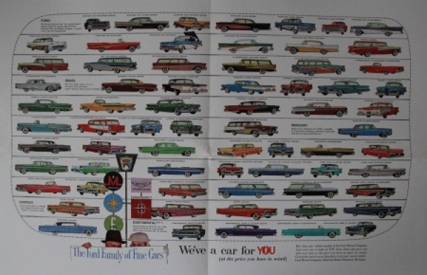 Ford Modelprogram 1958 "Family of fine cars - Facts & Facets"  Carbrochure (5392)