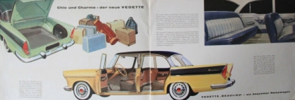 Simca Vedette Modellprogramm 1954 Automobilprospekt (5397)