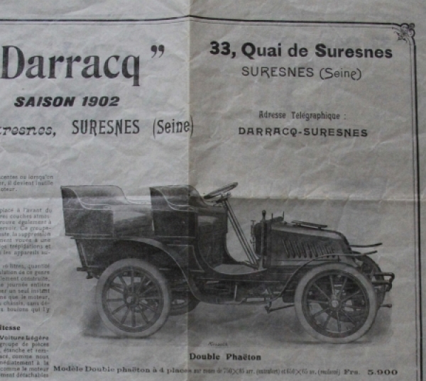 Darracq Voiture Legere Modelprogram 1902 Carbrochure (5416)