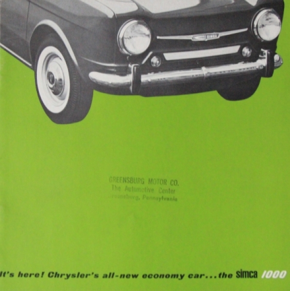 Simca 1000 Modelprogram 1963 Carbrochure (5439)