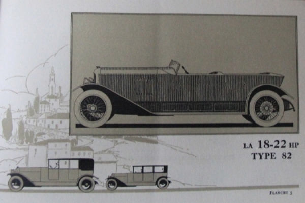 Delahaye Modellprogramm 1922 Automobilprospekt (5451)