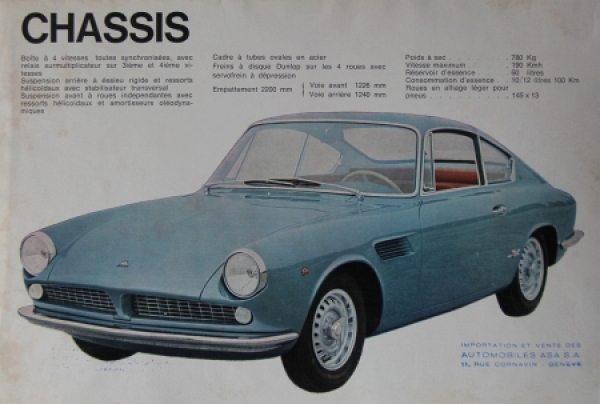 ASA Bertone Coupe 1000 GT Modelprogram 1962 Carbrochure (5458)