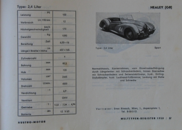 Austro Motor "Welttypenregister 1950" Vehicle-Yearbook (9618)