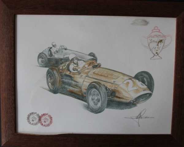 Ferrari Grand Prix Monte-Carlo 1955 "Golden Heart Collection" handcolored and signed by Saxo (5666)