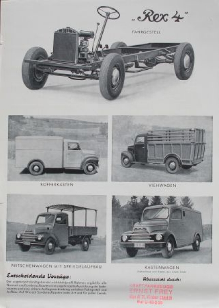Ostner O.D. Fahrzeugfabrik Rex 4 Smalltruck Modelprogram 1950 Truckbrochure (6327)