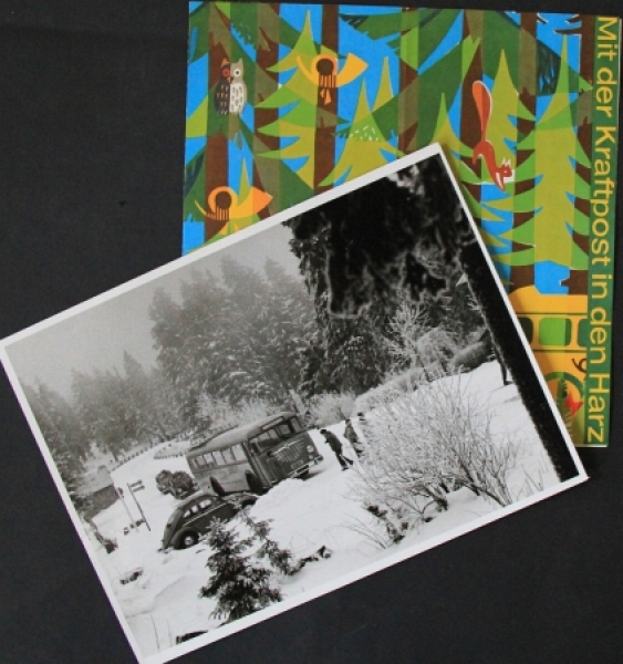 Buessing-NAG Bus at Harz 1956 Factory-Photo + Advertinsing-Brochure (5738)