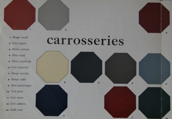 Citroen DS 19 Cabriolet Farbprogramm 1960 "Decapotable coloris" Automobilprospekt (5775)