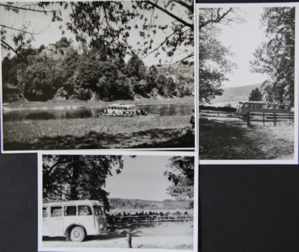 Buessing-NAG Bus travelling through Germany 1954 three original photos (5794)