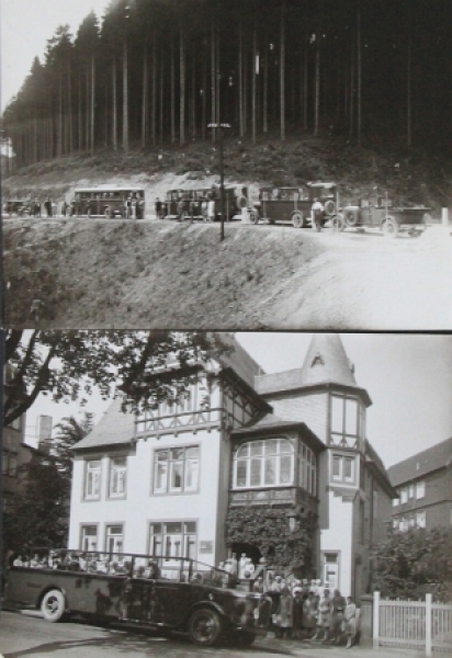Buessing-NAG Kraftpost-Scenerybus at Oberharz - Germany 1930 two original photos (5822)