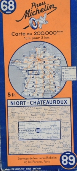 Michelin Roadmap 1937 France Chateauroux (6107)