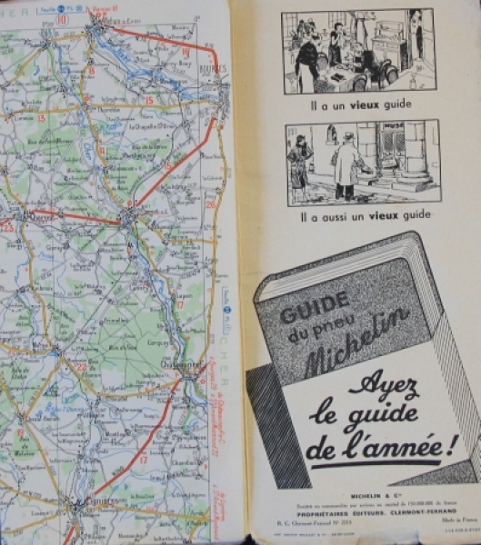 Michelin Roadmap 1937 France Chateauroux (6107)
